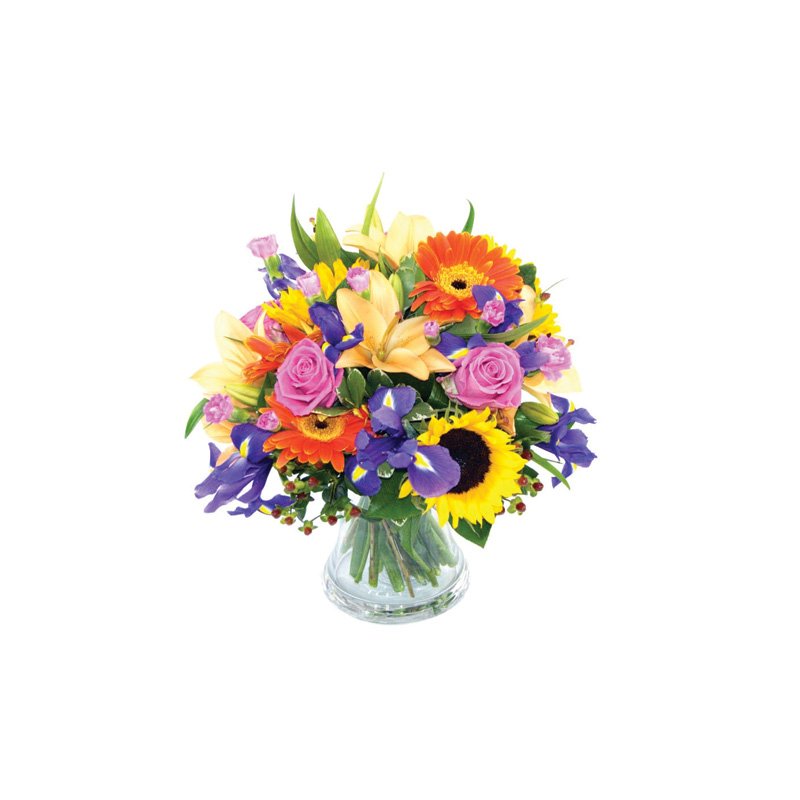 20 Seasonal Flowers In Glass Vase